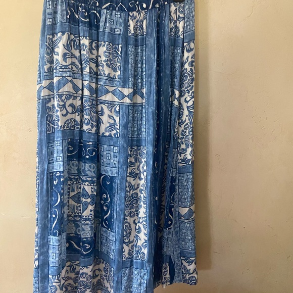 Sz 12 Vintage Alfred Dunner Skirt Made in USA Blue & Ivory Classic Style! EUC - Picture 4 of 6